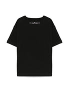 T-shirt per bambino John Richmond Junior nero con applicazione frontale con logo - Rubino Kids