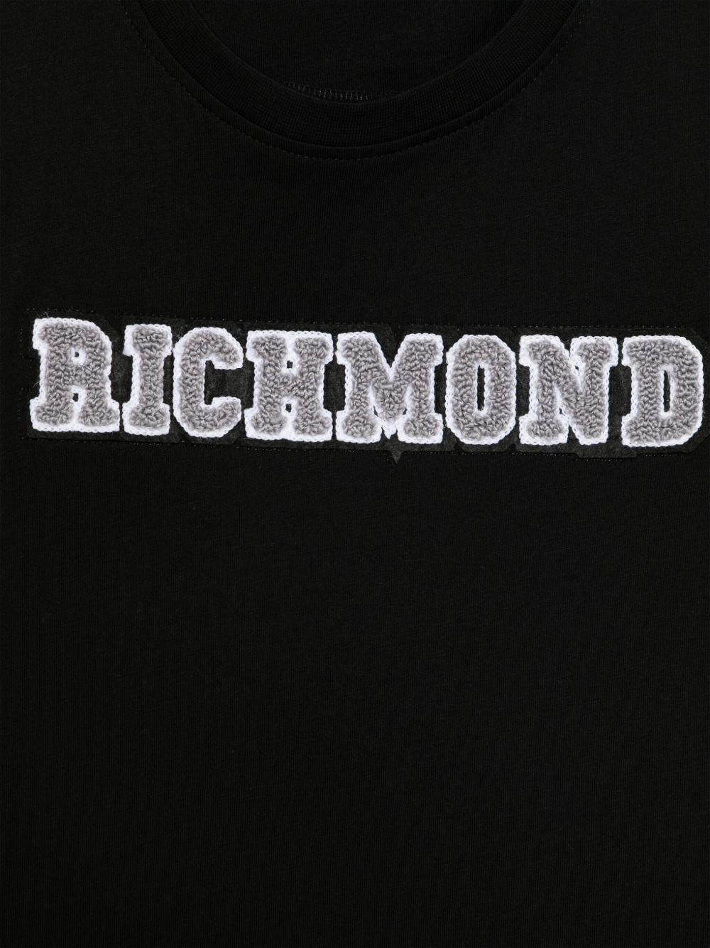 T-shirt per bambino John Richmond Junior nero con applicazione frontale con logo - Rubino Kids