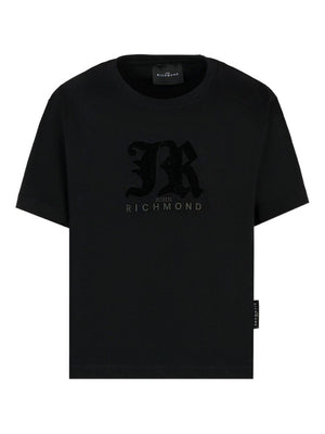 John Richmond Junior black T-shirt with logo detail for boys