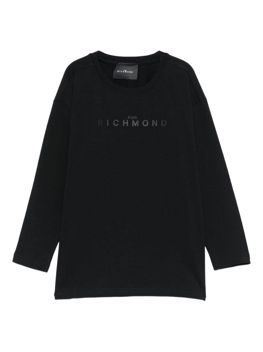 T-shirt per bambino John Richmond Junior nero con dettaglio logo - Rubino Kids