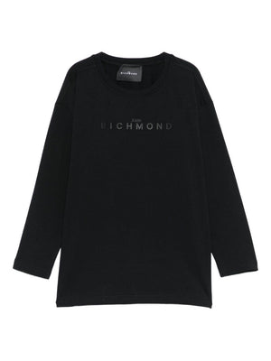 T-shirt per bambino John Richmond Junior nero con dettaglio logo