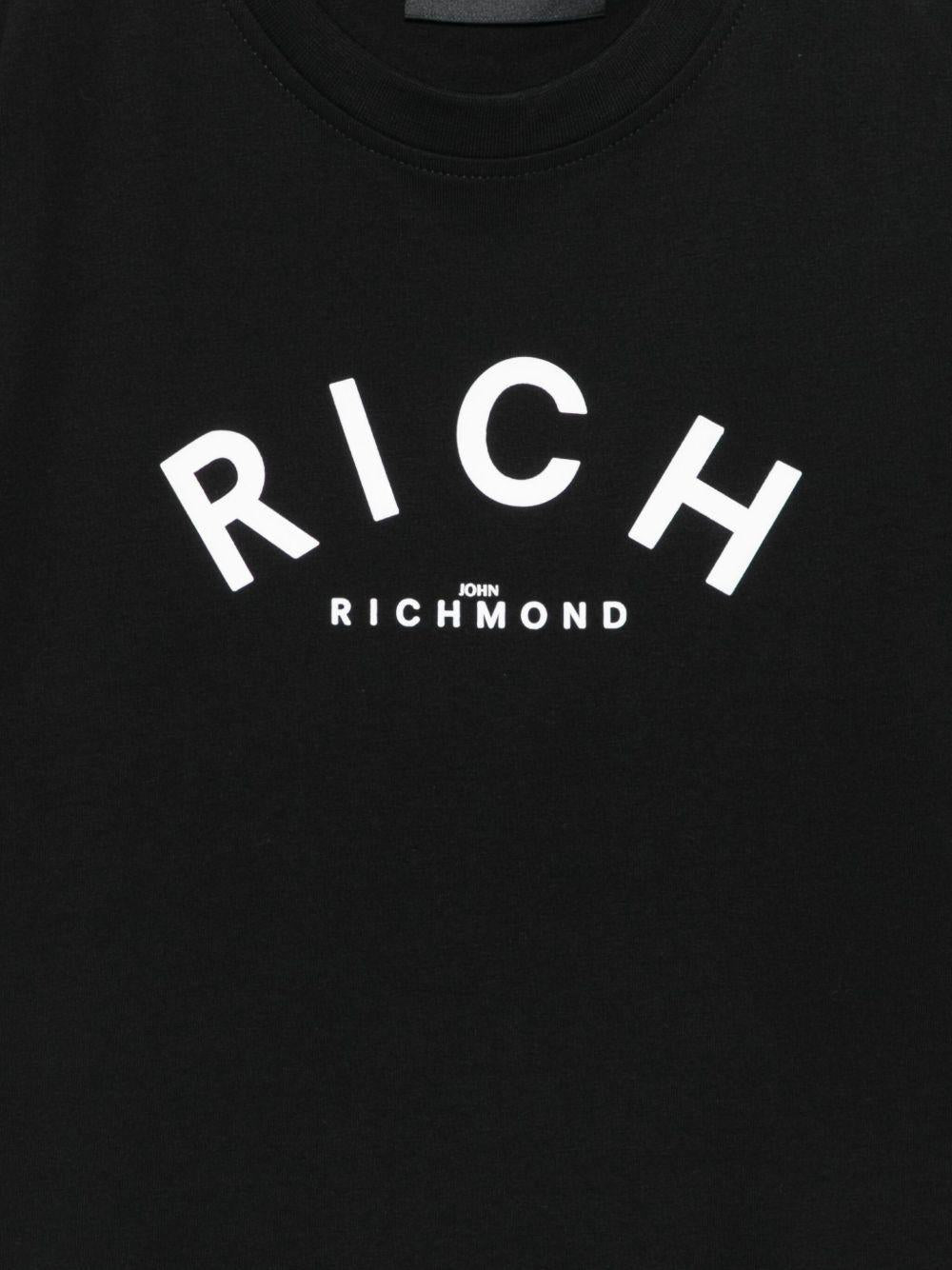 T-shirt per bambino John Richmond Junior nero con logo a contrasto - Rubino Kids