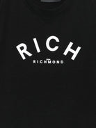T-shirt per bambino John Richmond Junior nero con logo a contrasto - Rubino Kids