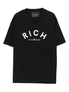 T-shirt per bambino John Richmond Junior nero con logo a contrasto - Rubino Kids