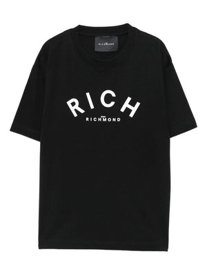 T-shirt per bambino John Richmond Junior nero con logo a contrasto