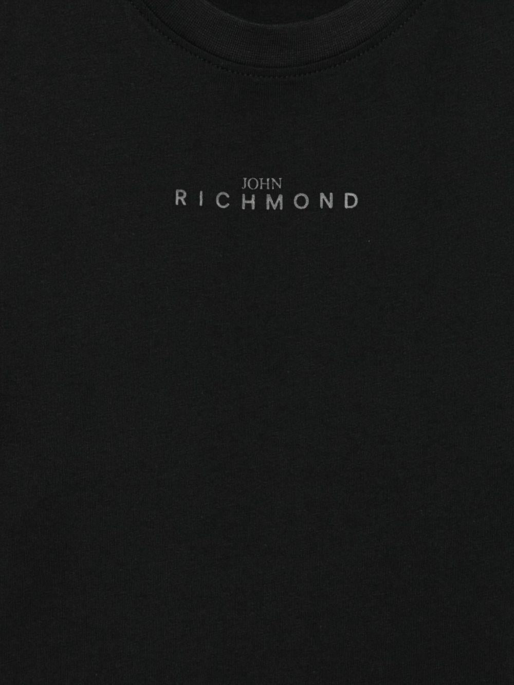 T-shirt per bambino John Richmond Junior nero con maniche a strati - Rubino Kids