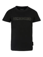 T-shirt per bambino John Richmond Junior nero con stampa logo - Rubino Kids