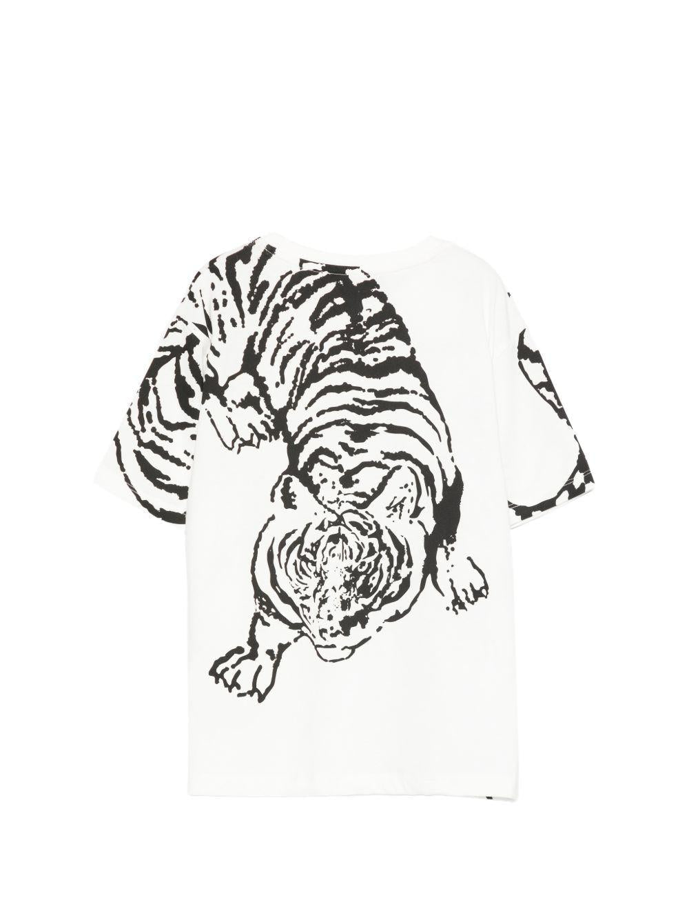 T-shirt per bambino Just Cavalli Kids bianca e nera con stampa grafica tigre - Rubino Kids