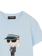 T-shirt per bambino Karl Lagerfeld Kids azzurra con stampa grafica - Rubino Kids