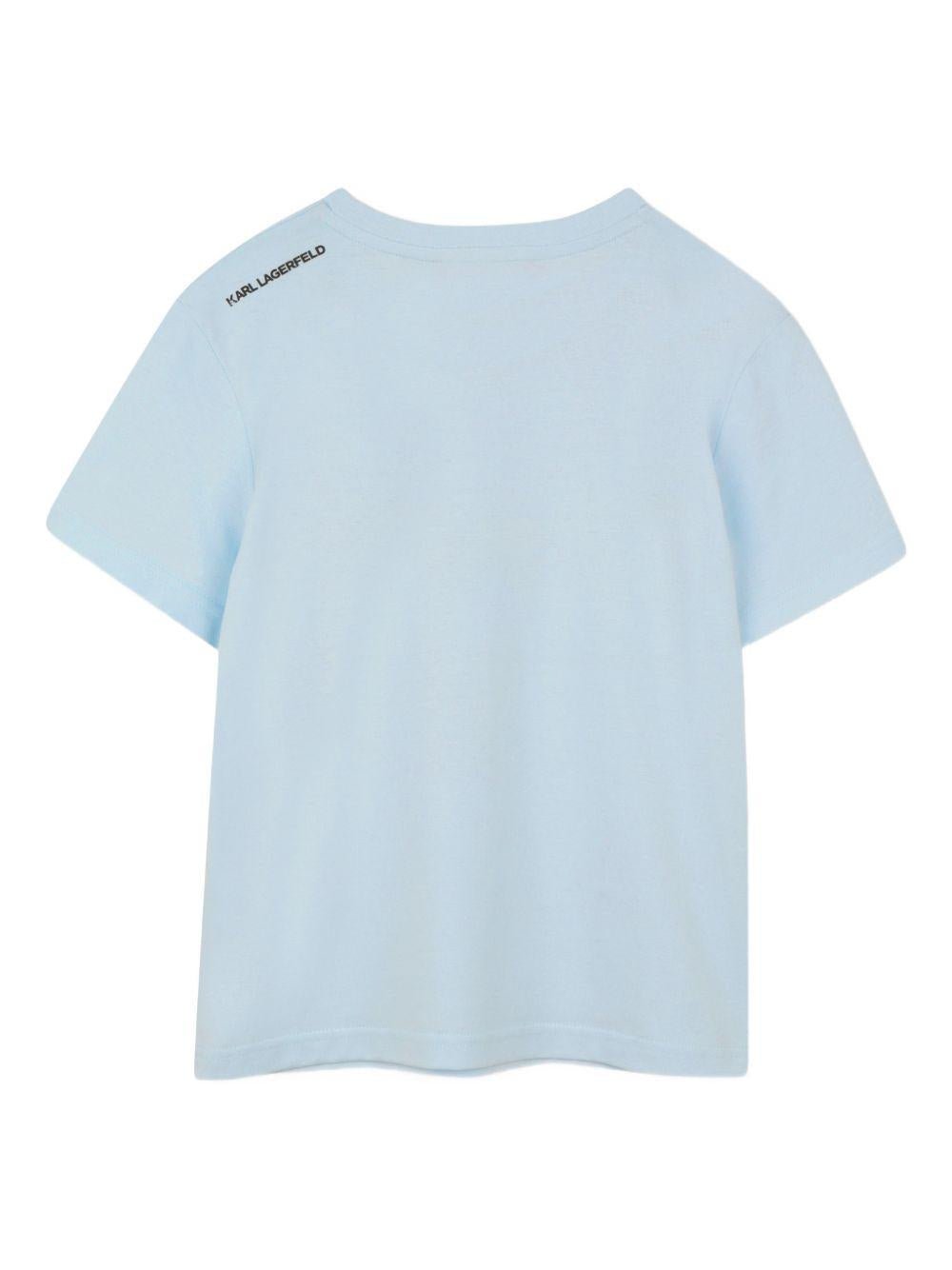 T-shirt per bambino Karl Lagerfeld Kids azzurra con stampa grafica - Rubino Kids