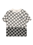 T-shirt per bambino Karl Lagerfeld Kids bianca con stampa grafica all - over e inserti a contrasto - Rubino Kids