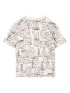 T-shirt per bambino Karl Lagerfeld Kids bianca con stampa grafica e targhetta logo - Rubino Kids