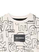 T-shirt per bambino Karl Lagerfeld Kids bianca con stampa grafica e targhetta logo - Rubino Kids