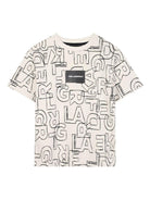 T-shirt per bambino Karl Lagerfeld Kids bianca con stampa grafica e targhetta logo - Rubino Kids