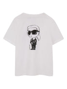 T-shirt per bambino Karl Lagerfeld Kids bianca con stampa stile cartoon - Rubino Kids