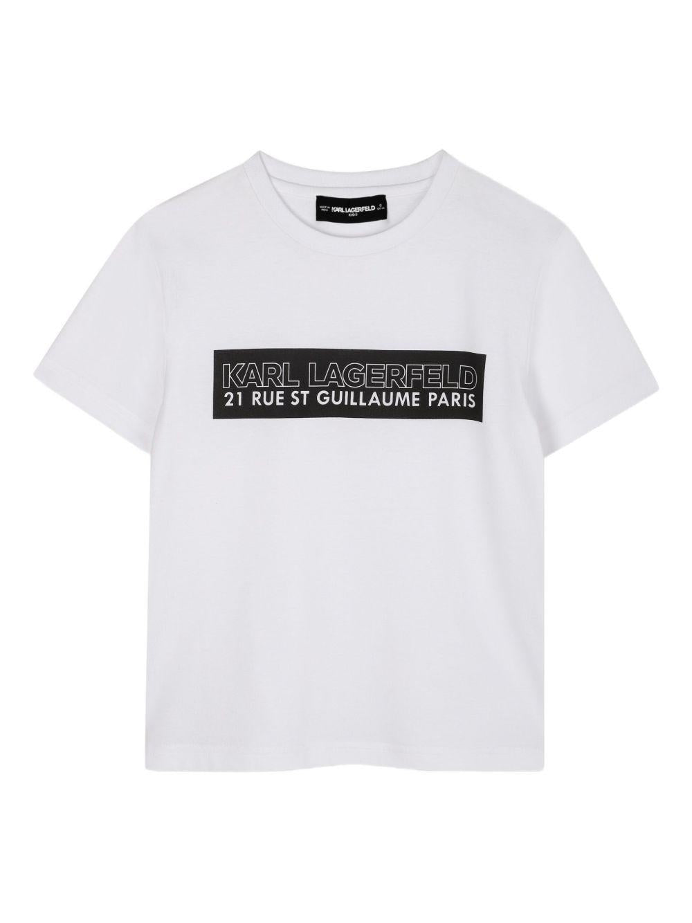 T-shirt per bambino Karl Lagerfeld Kids bianco con stampa grafica - Rubino Kids