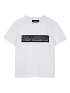 T-shirt per bambino Karl Lagerfeld Kids bianco con stampa grafica - Rubino Kids