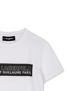 T-shirt per bambino Karl Lagerfeld Kids bianco con stampa grafica - Rubino Kids