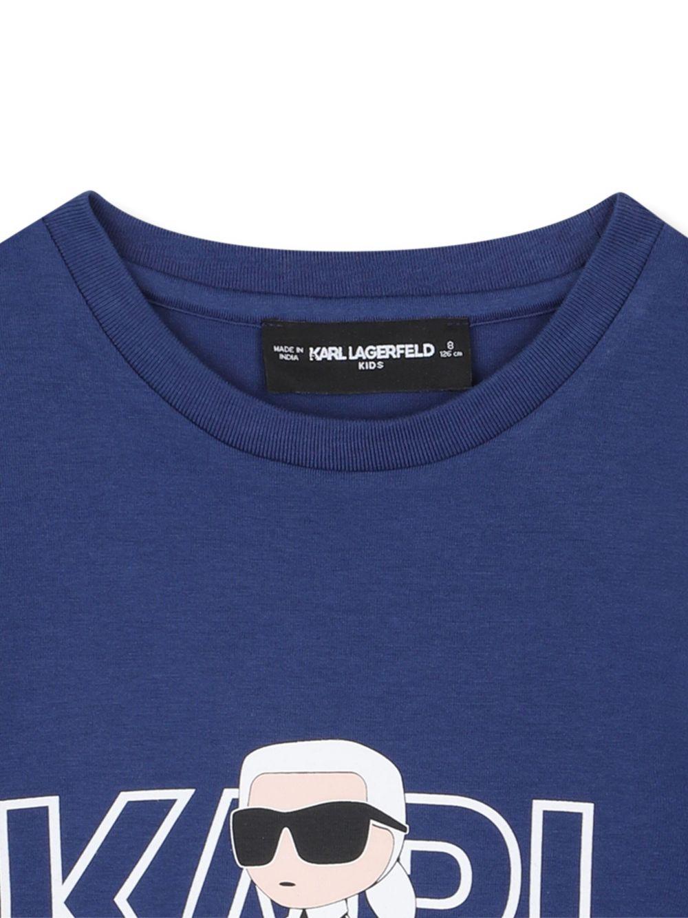 T-shirt per bambino Karl Lagerfeld Kids blu con stampa logo - Rubino Kids