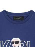 T-shirt per bambino Karl Lagerfeld Kids blu con stampa logo - Rubino Kids
