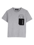 T-shirt per bambino Karl Lagerfeld Kids grigio con taschino - Rubino Kids