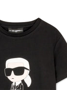 T-shirt per bambino Karl Lagerfeld Kids nera con stampa grafica - Rubino Kids