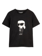 T-shirt per bambino Karl Lagerfeld Kids nera con stampa grafica - Rubino Kids