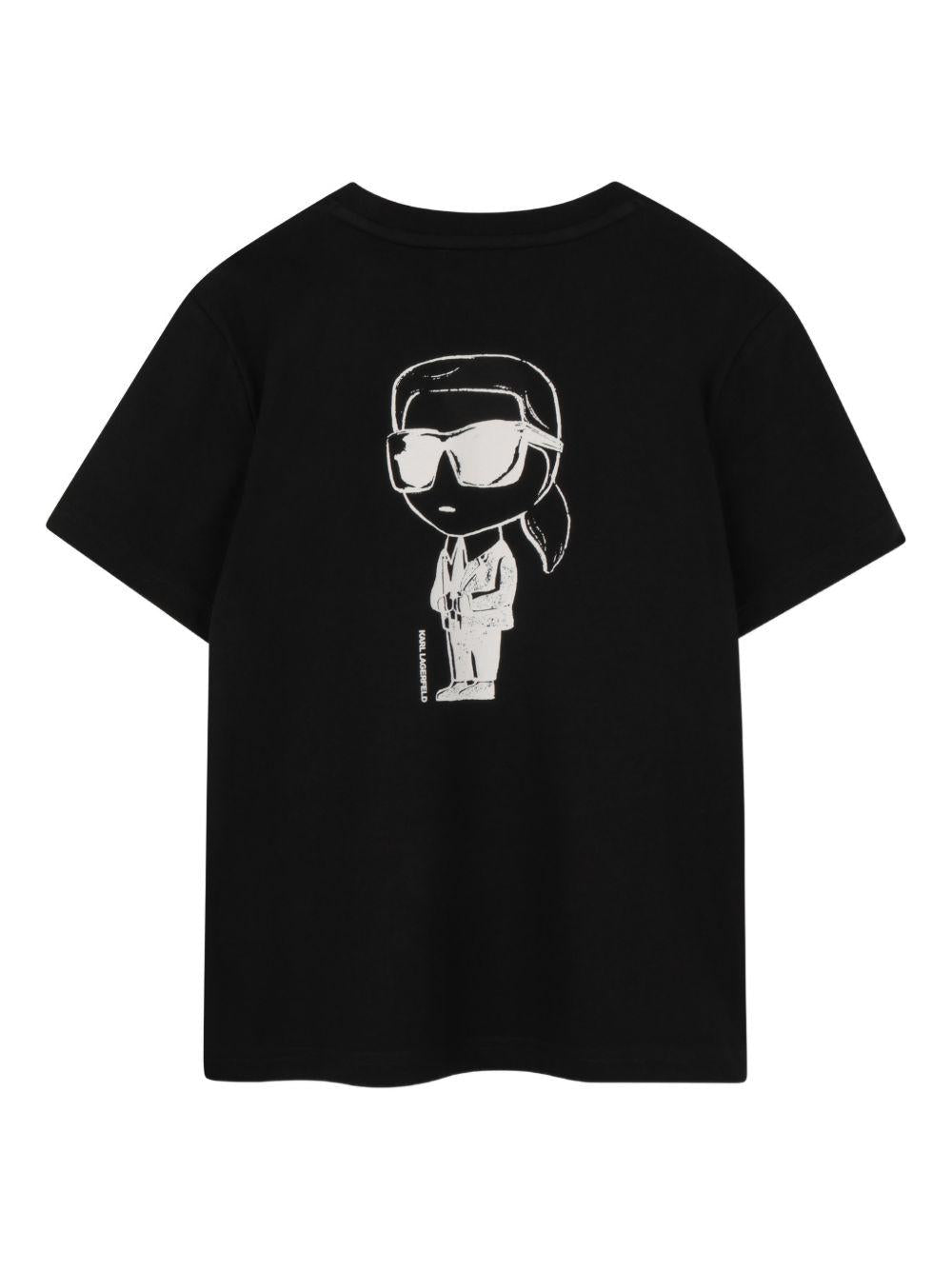 T-shirt per bambino Karl Lagerfeld Kids nera con stampa stile cartoon - Rubino Kids