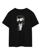 T-shirt per bambino Karl Lagerfeld Kids nera con stampa stile cartoon - Rubino Kids