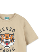 T-shirt per bambino Kenzo Kids beige con motivo Tiger - Rubino Kids