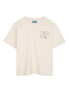 T-shirt per bambino Kenzo Kids beige con stampa logo sul retro - Rubino Kids