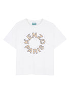 T-shirt per bambino Kenzo kids bianca con logo - Rubino Kids