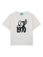T-shirt per bambino Kenzo Kids bianca con stampa grafica sul davanti - Rubino Kids