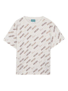 T-shirt per bambino Kenzo Kids bianca con stampa logo all - over - Rubino Kids