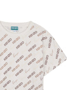 T-shirt per bambino Kenzo Kids bianca con stampa logo all - over - Rubino Kids