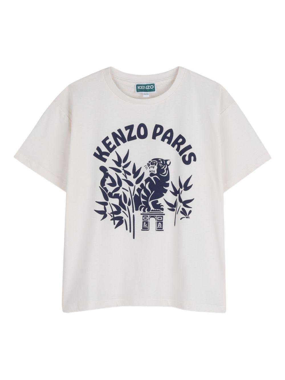 T-shirt per bambino Kenzo Kids bianca con stampa logo - Rubino Kids