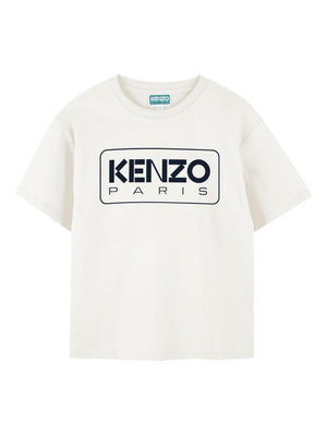 T-shirt per bambino Kenzo Kids bianco con logo sul davanti