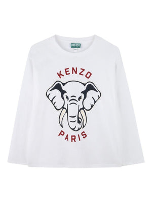 T-shirt per bambino Kenzo Kids bianco con stampa grafica