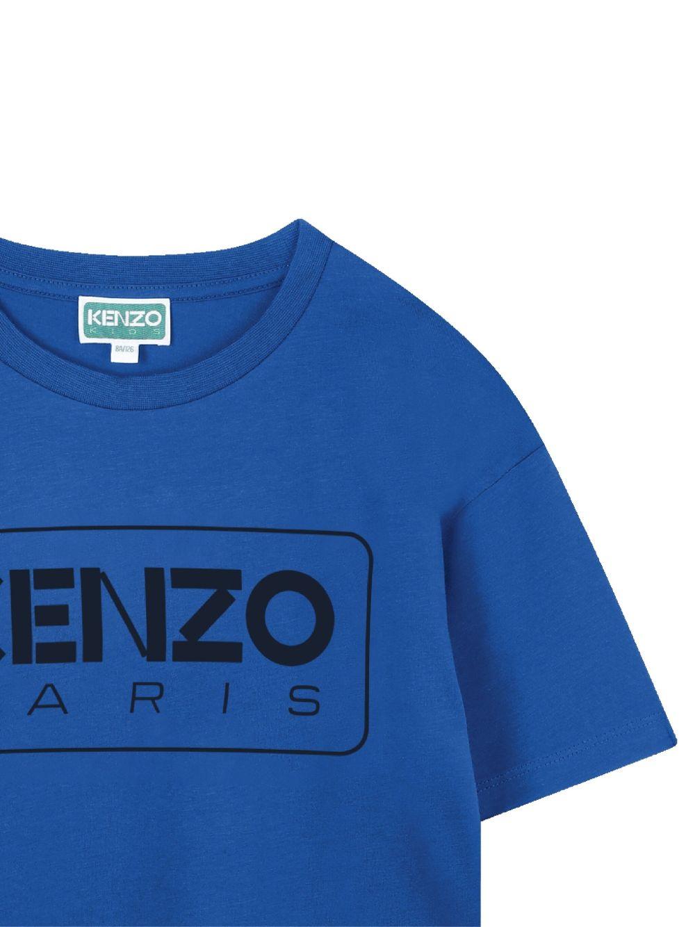 T-shirt per bambino Kenzo Kids blu con logo a contrasto - Rubino Kids