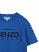 T-shirt per bambino Kenzo Kids blu con logo a contrasto - Rubino Kids
