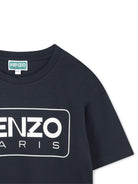 T-shirt per bambino Kenzo Kids blu con logo a contrasto - Rubino Kids