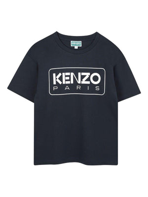 T-shirt per bambino Kenzo Kids blu con logo a contrasto