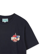 T-shirt per bambino Kenzo Kids blu con logo sul davanti - Rubino Kids