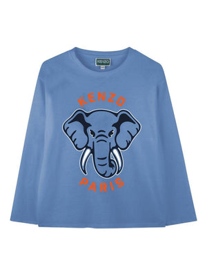 T-shirt per bambino Kenzo Kids blu con stampa grafica