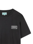 T-shirt per bambino Kenzo Kids nero con logo sul petto - Rubino Kids
