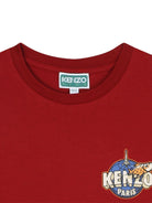 T-shirt per bambino Kenzo Kids rossa a maniche lunghe con logo - Rubino Kids