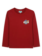 T-shirt per bambino Kenzo Kids rossa a maniche lunghe con logo - Rubino Kids