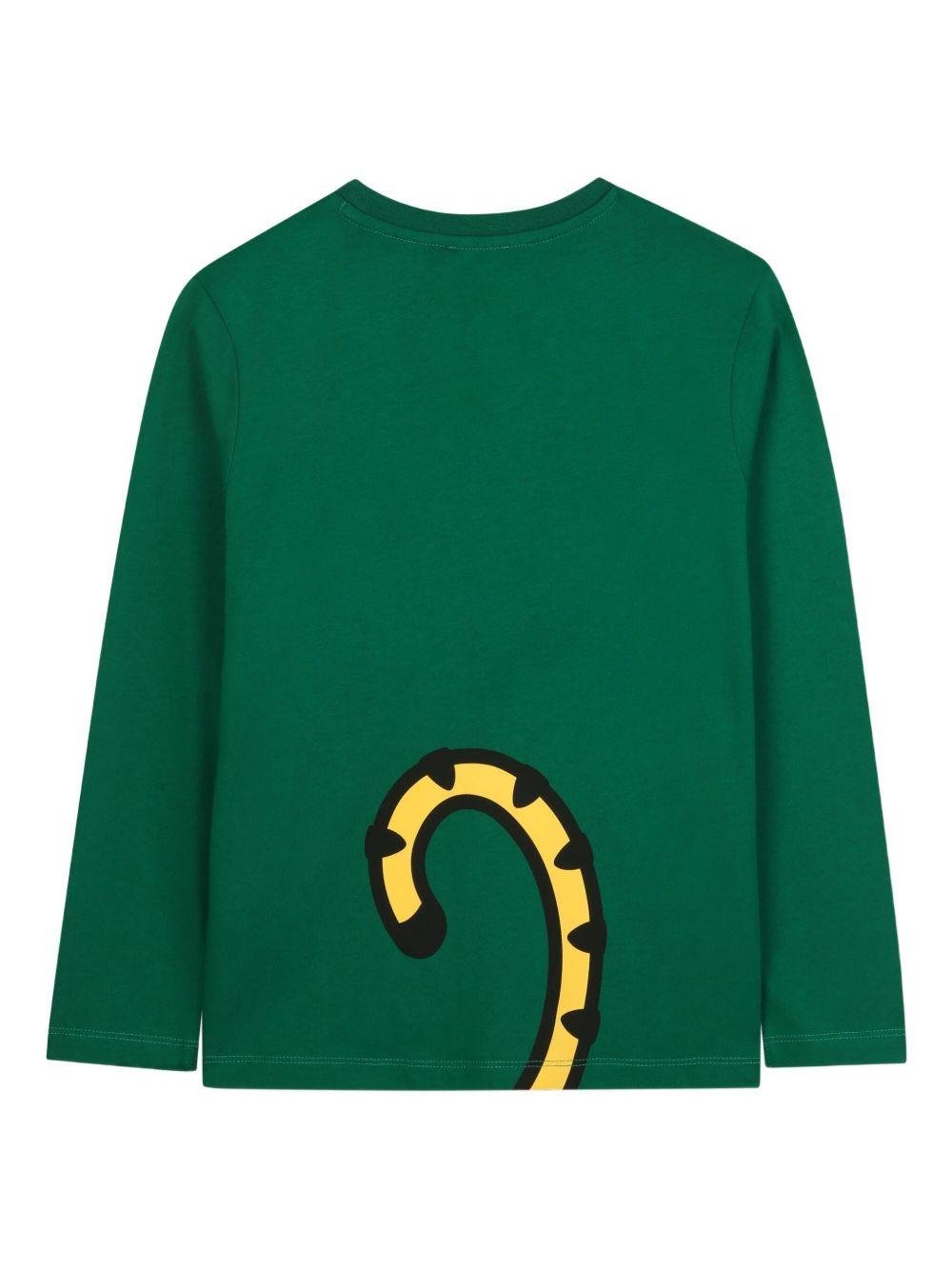 T-shirt per bambino Kenzo Kids verde con grafica Tiger - Rubino Kids