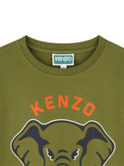 T-shirt per bambino Kenzo Kids verde con stampa grafica - Rubino Kids