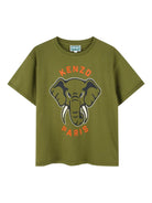 T-shirt per bambino Kenzo Kids verde con stampa grafica - Rubino Kids